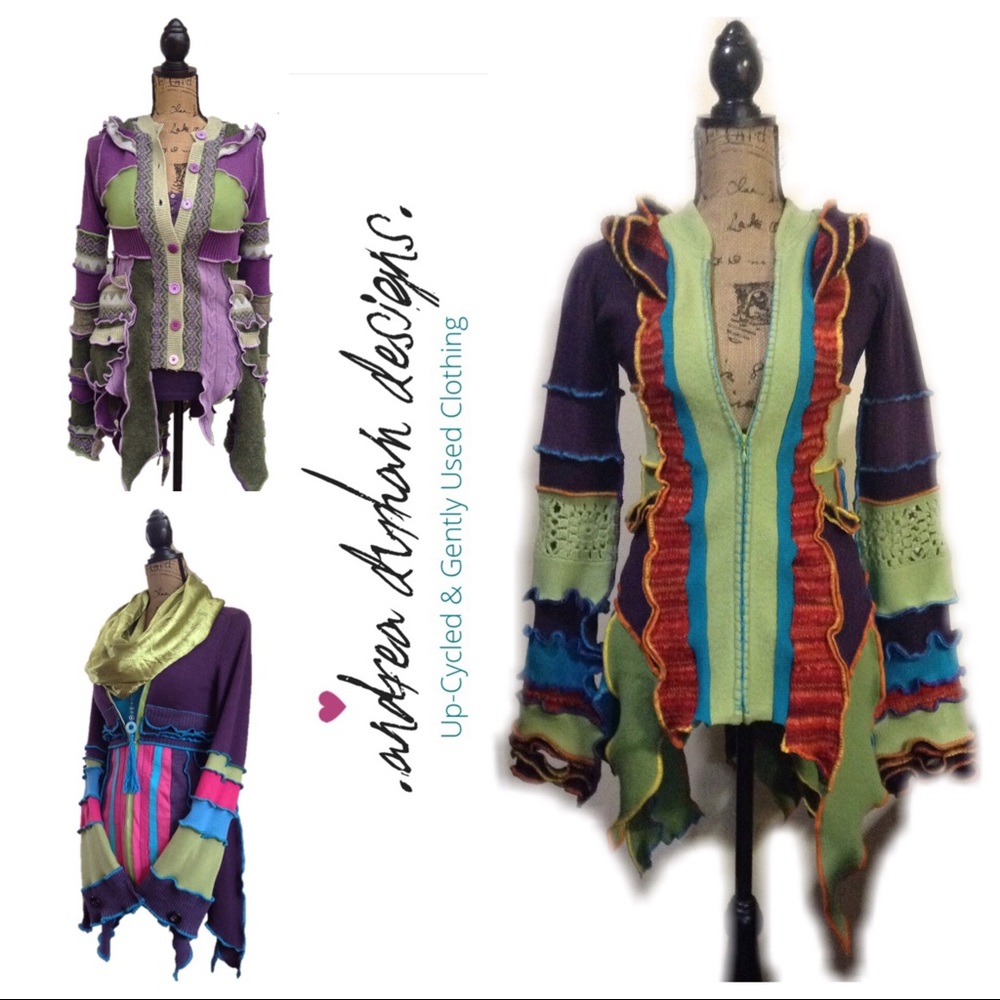 CUSTOM SWEATER COAT, PATCHWORK look book